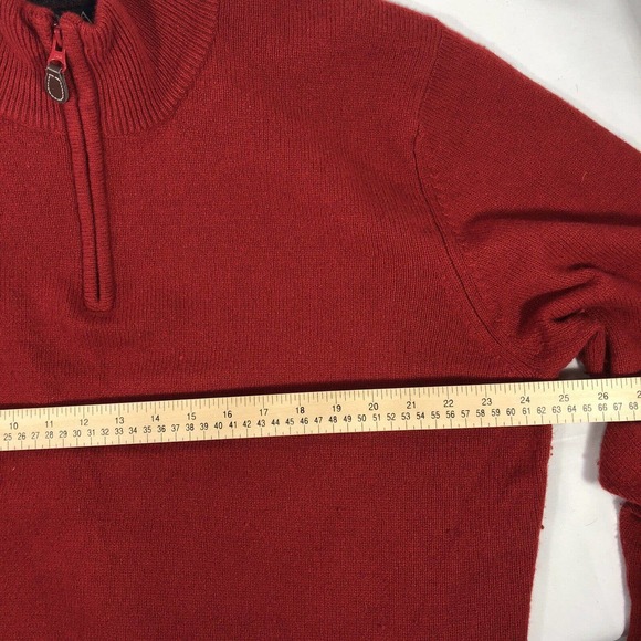 Jos A Bank Mens Size XL Lambs Wool Blend 1/4 Zip Red Sweater Mock Neck Pullover - Picture 13 of 14